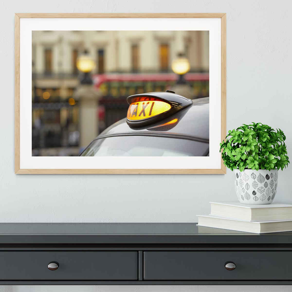Taxi car selective focus Framed Print - Canvas Art Rocks - 3