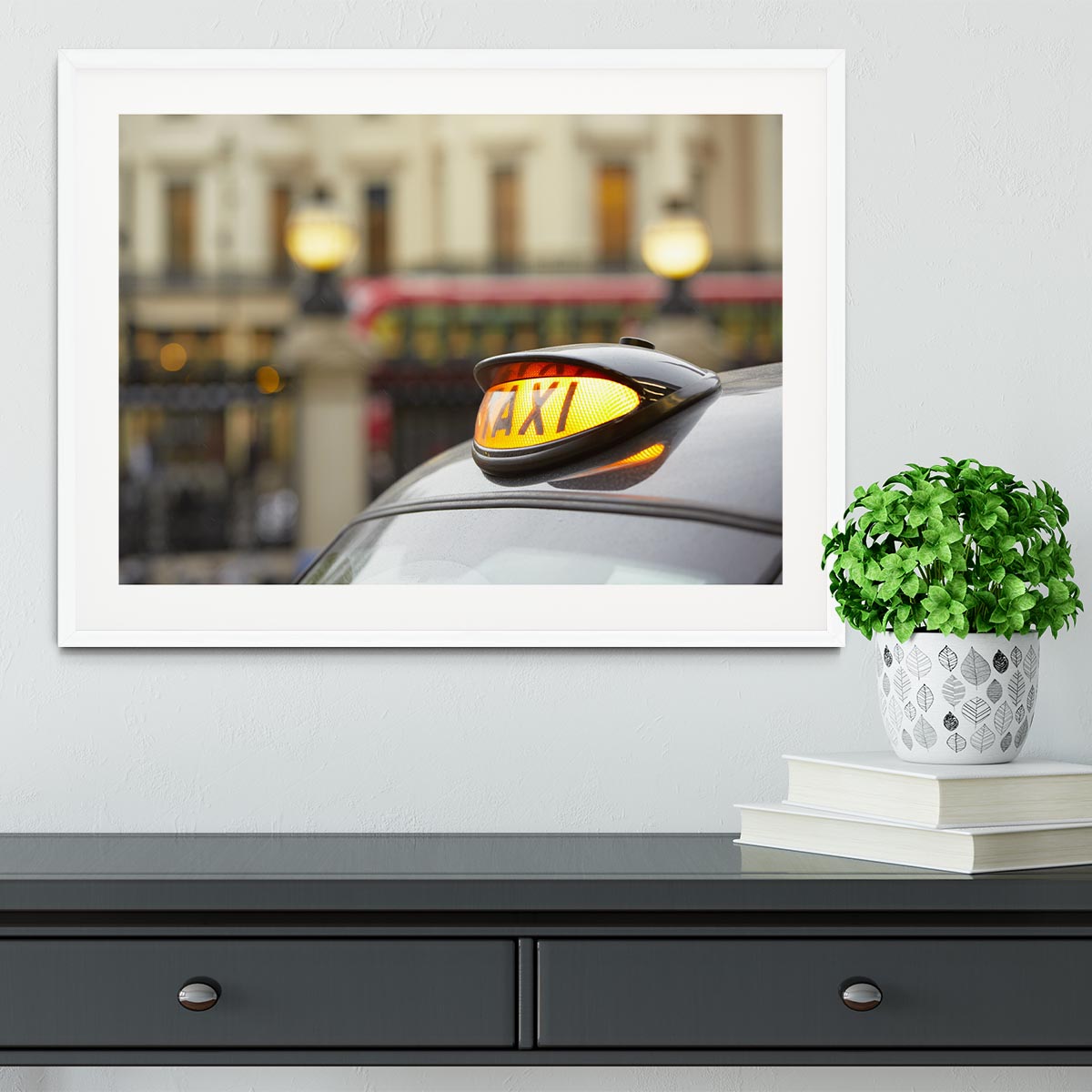 Taxi car selective focus Framed Print - Canvas Art Rocks - 5