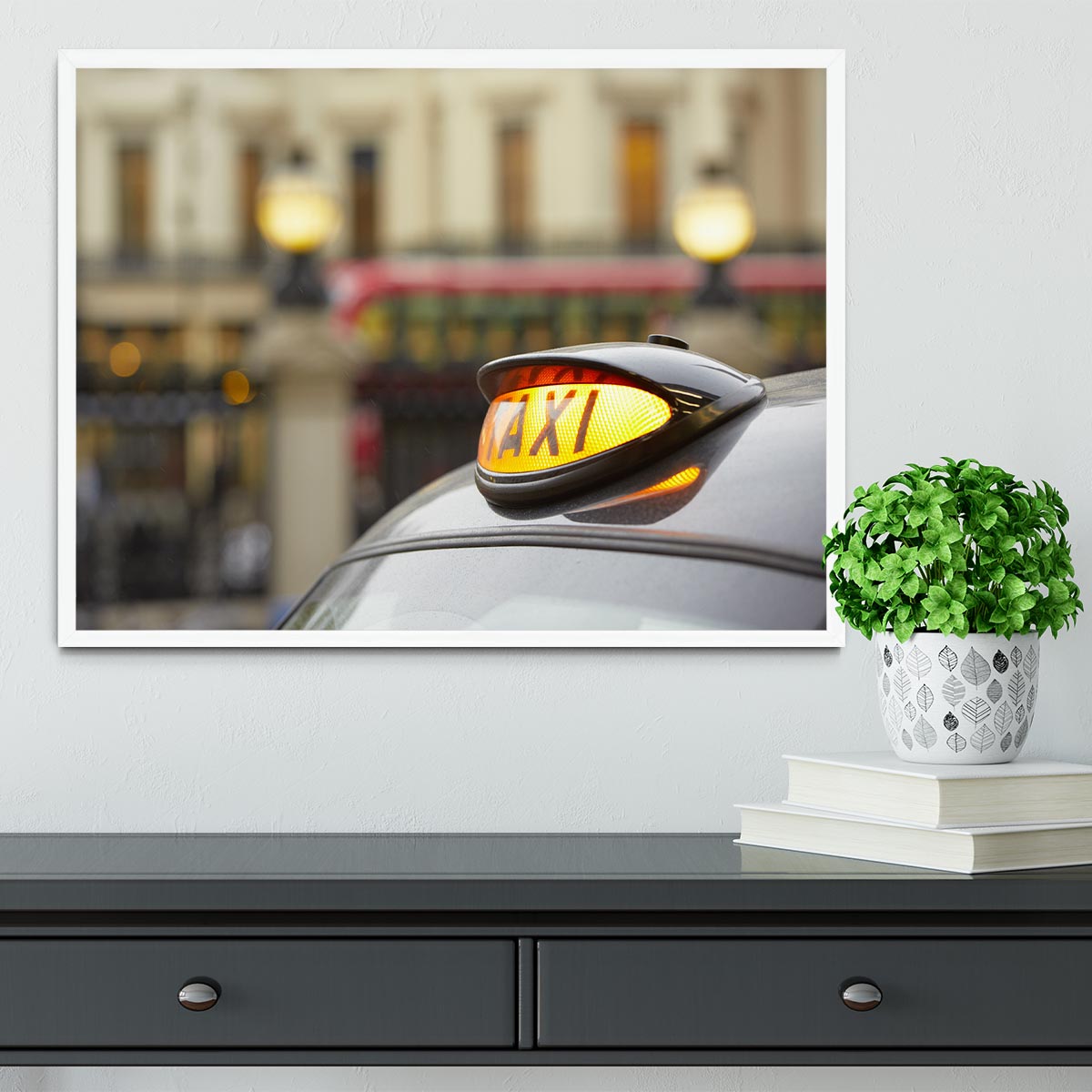 Taxi car selective focus Framed Print - Canvas Art Rocks -6