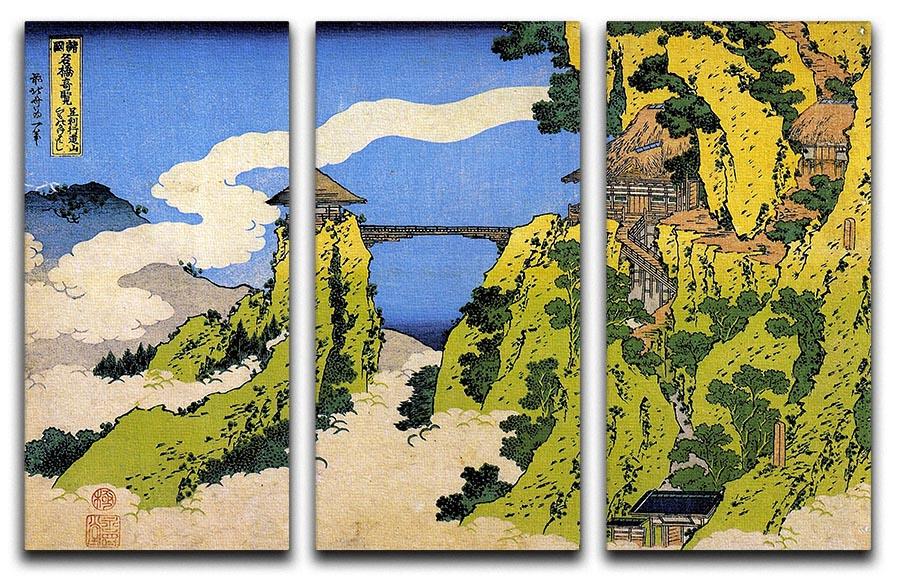 Temple bridge by Hokusai 3 Split Panel Canvas Print - Canvas Art Rocks - 1