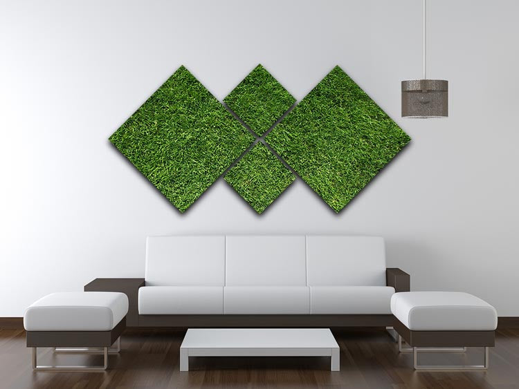 Texture of green grass 4 Square Multi Panel Canvas - Canvas Art Rocks - 3