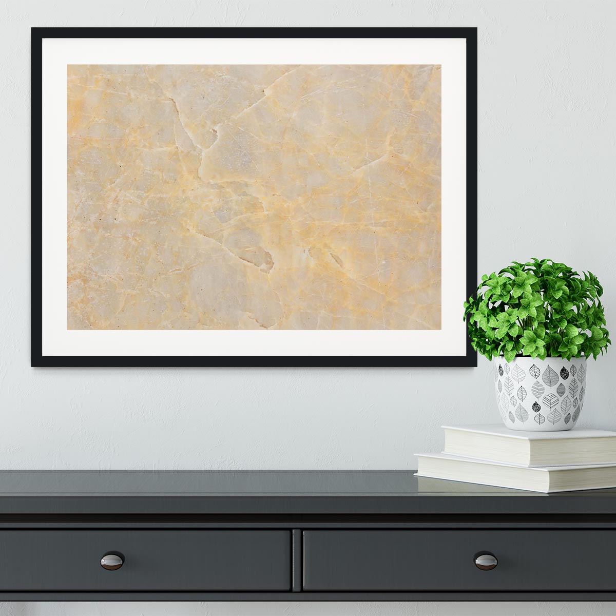 Textured Beige Marble Framed Print - Canvas Art Rocks - 1