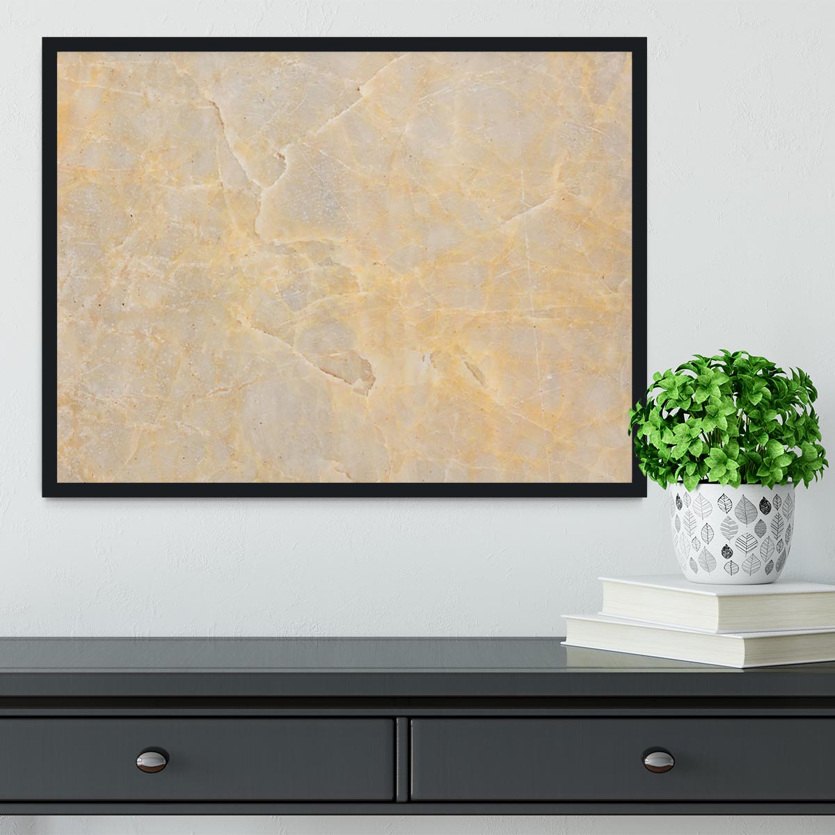 Textured Beige Marble Framed Print - Canvas Art Rocks - 2