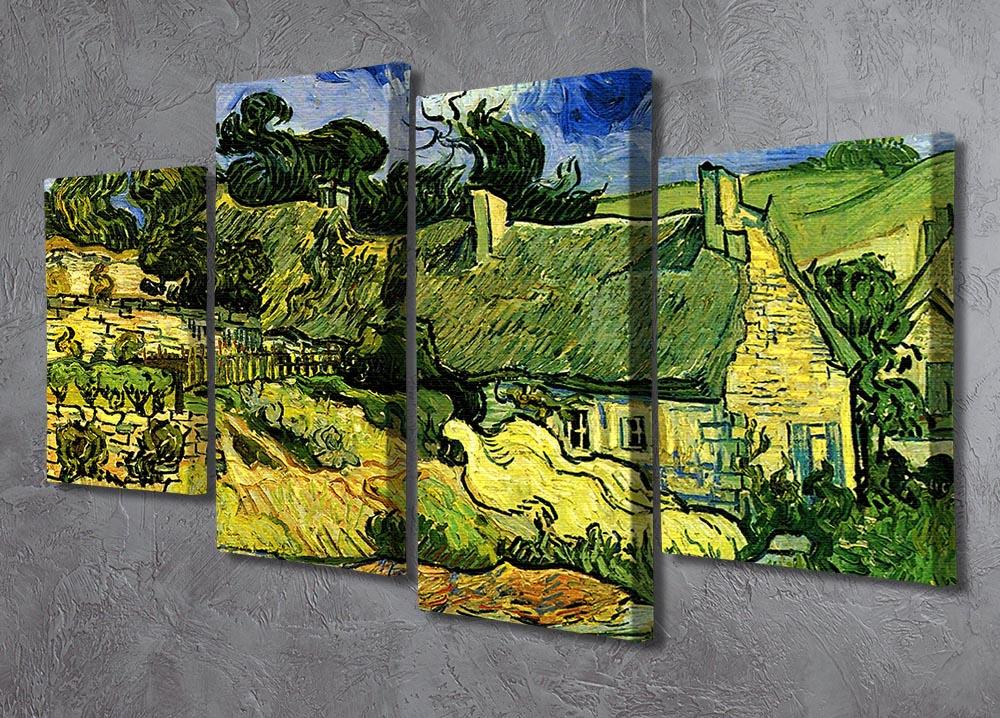 Thatched Cottages at Cordeville by Van Gogh 4 Split Panel Canvas - Canvas Art Rocks - 2