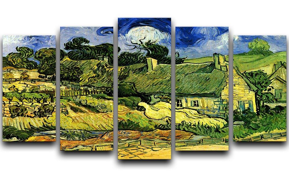 Thatched Cottages at Cordeville by Van Gogh 5 Split Panel Canvas  - Canvas Art Rocks - 1