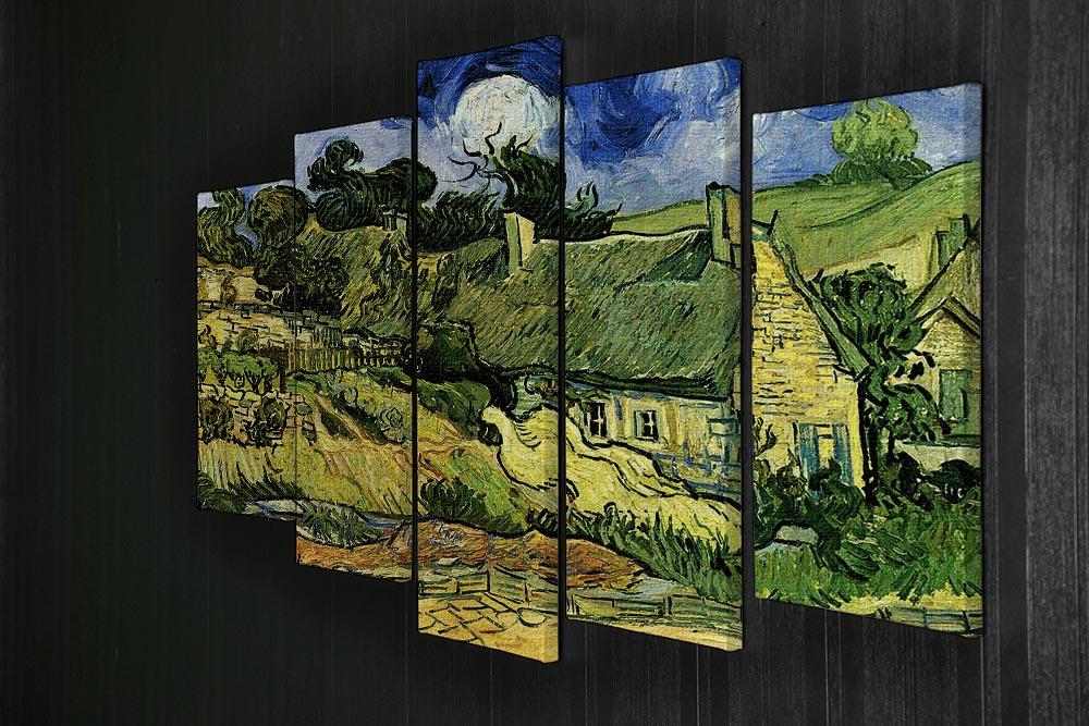 Thatched Cottages at Cordeville by Van Gogh 5 Split Panel Canvas - Canvas Art Rocks - 2