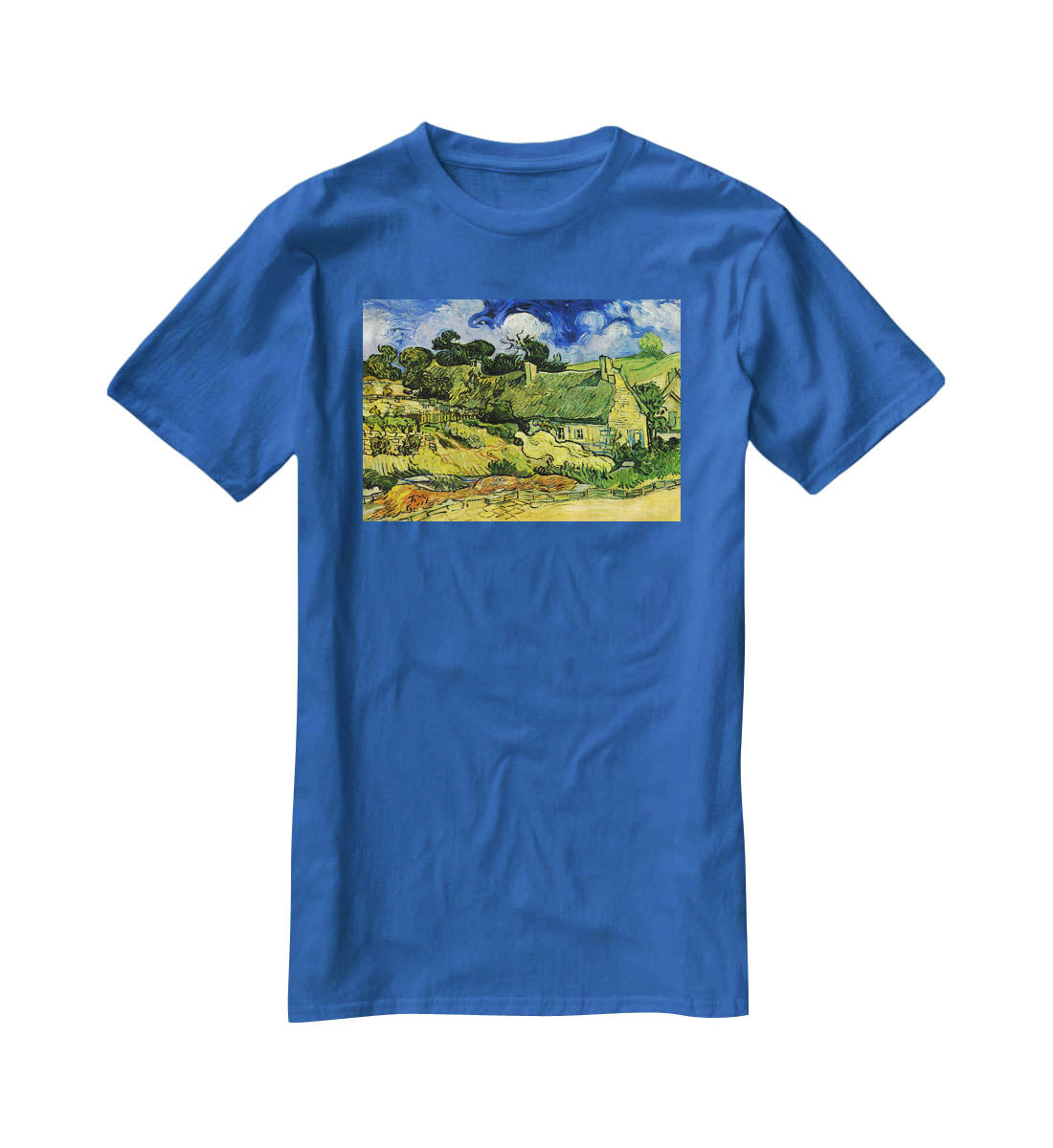Thatched Cottages at Cordeville by Van Gogh T-Shirt - Canvas Art Rocks - 2