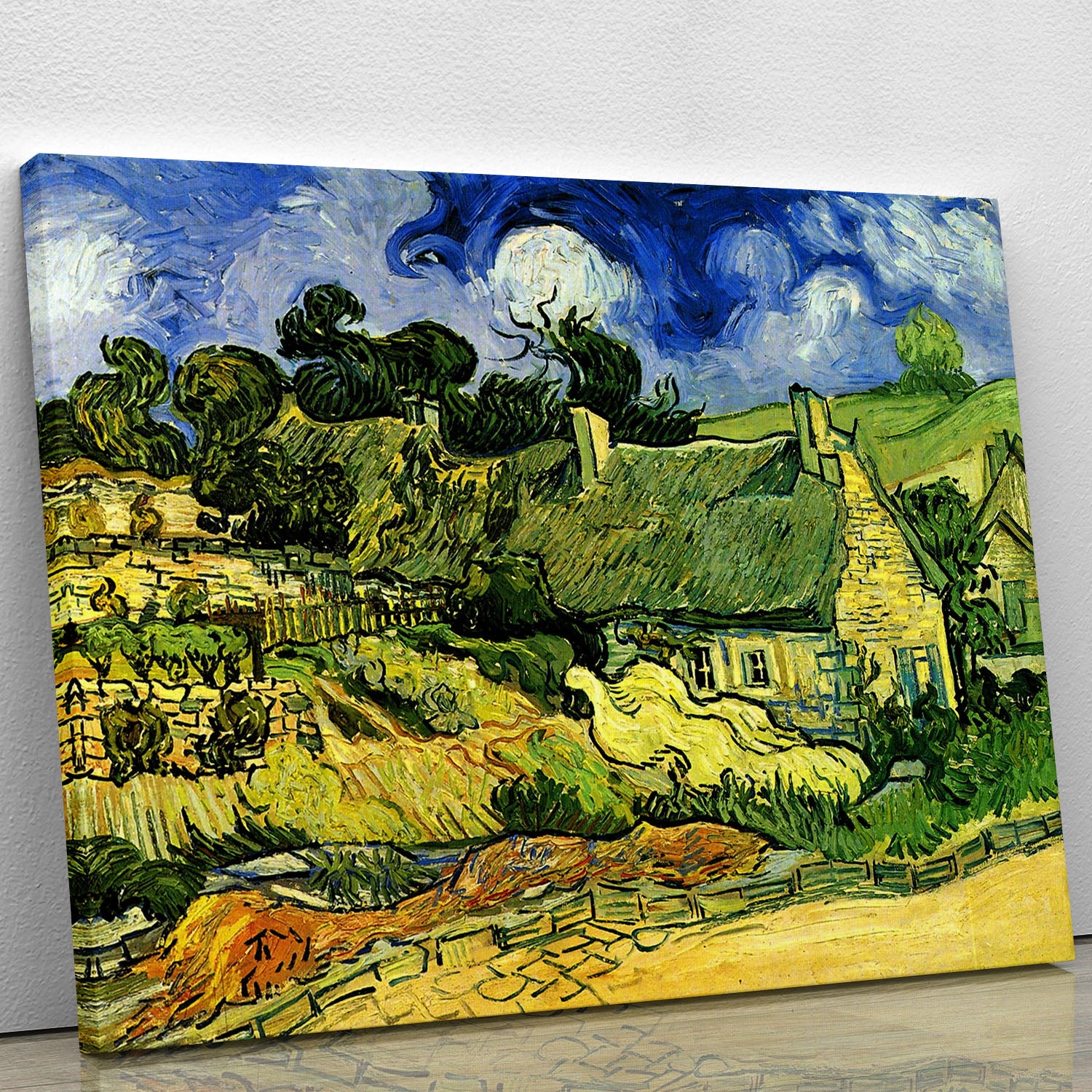 Thatched Cottages at Cordeville by Van Gogh Canvas Print or Poster - Canvas Art Rocks - 1