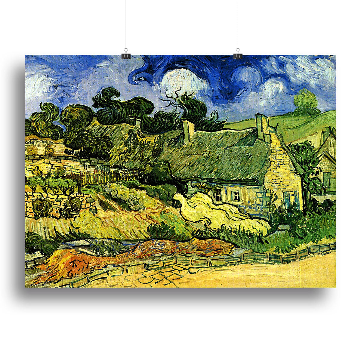 Thatched Cottages at Cordeville by Van Gogh Canvas Print or Poster - Canvas Art Rocks - 2