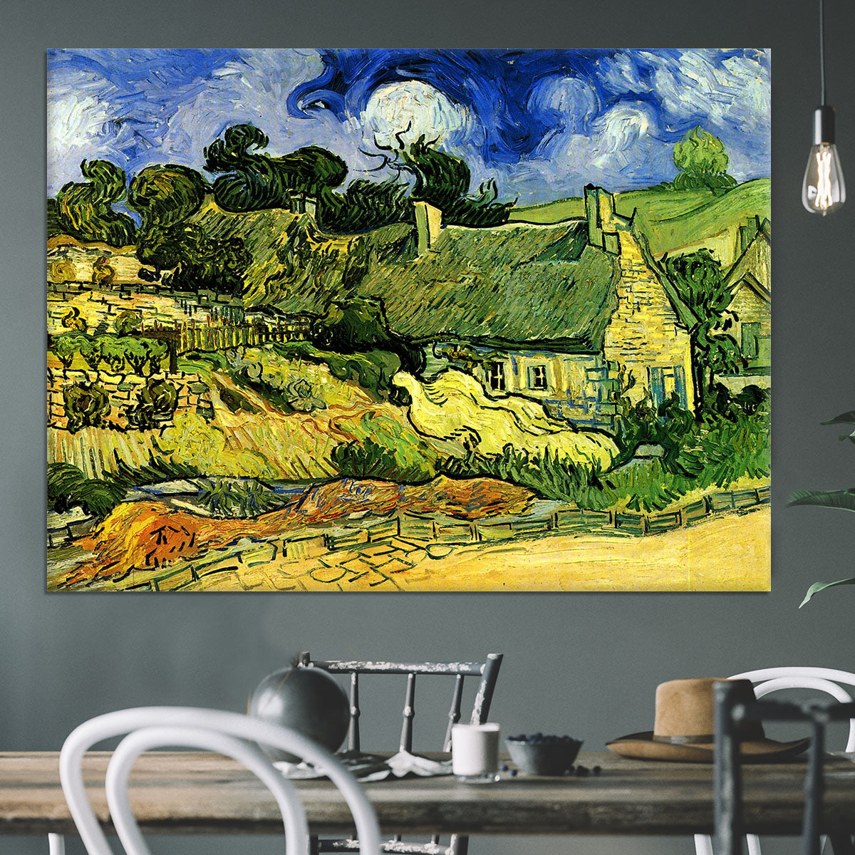 Thatched Cottages at Cordeville by Van Gogh Canvas Print or Poster - Canvas Art Rocks - 3