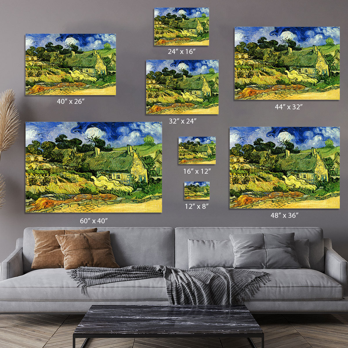 Thatched Cottages at Cordeville by Van Gogh Canvas Print or Poster - Canvas Art Rocks - 7