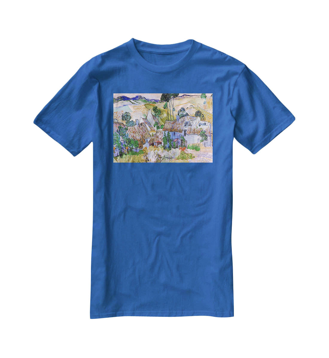 Thatched Cottages by a Hill by Van Gogh T-Shirt - Canvas Art Rocks - 2
