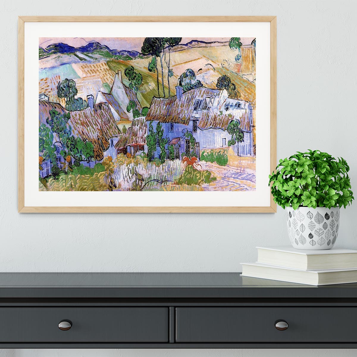 Thatched Cottages by a Hill by Van Gogh Framed Print - Canvas Art Rocks - 3