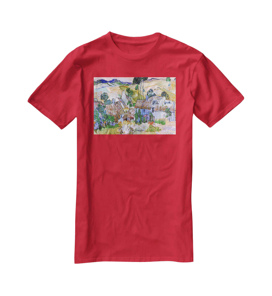 Thatched Cottages by a Hill by Van Gogh T-Shirt - Canvas Art Rocks - 4