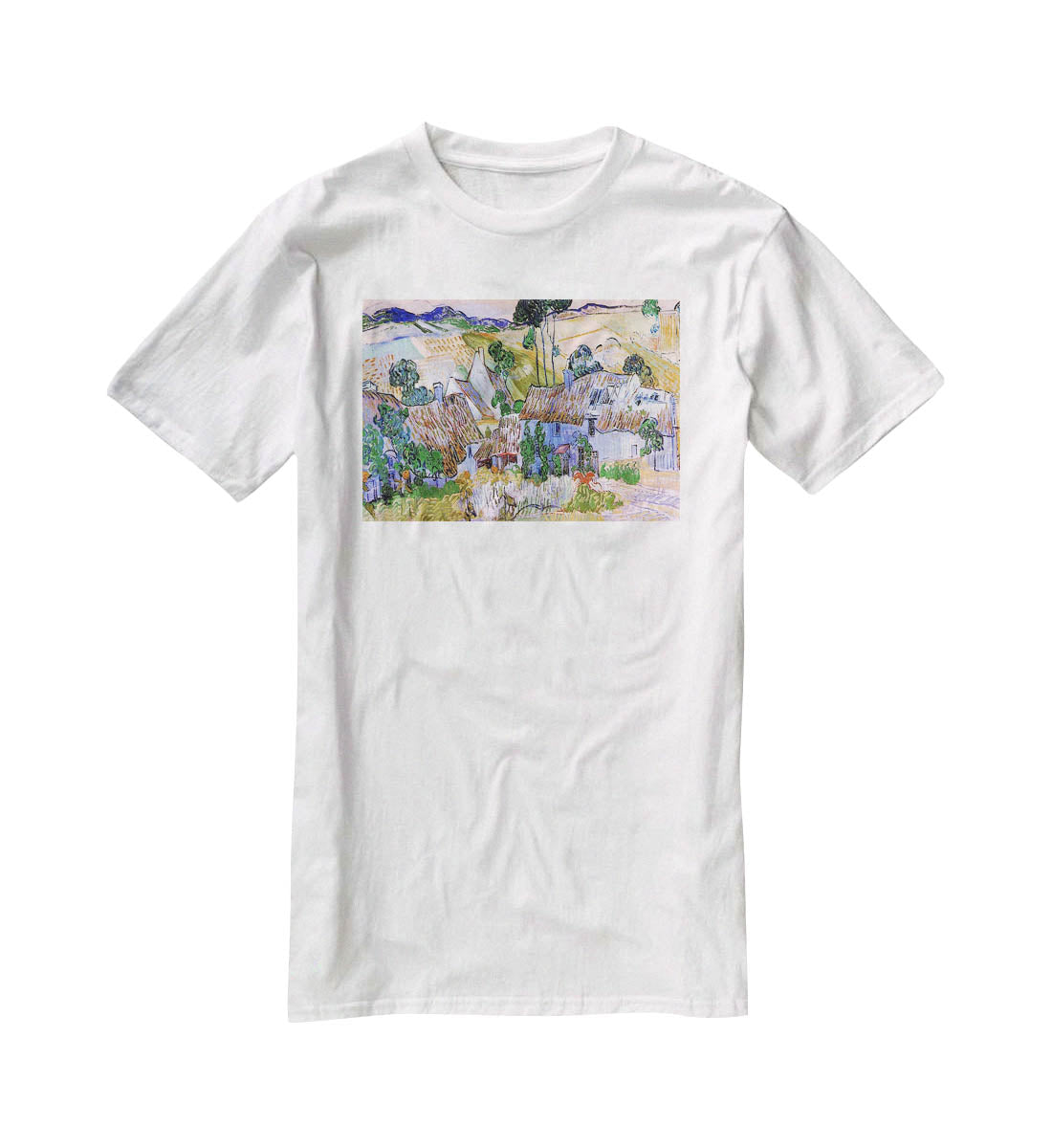 Thatched Cottages by a Hill by Van Gogh T-Shirt - Canvas Art Rocks - 5
