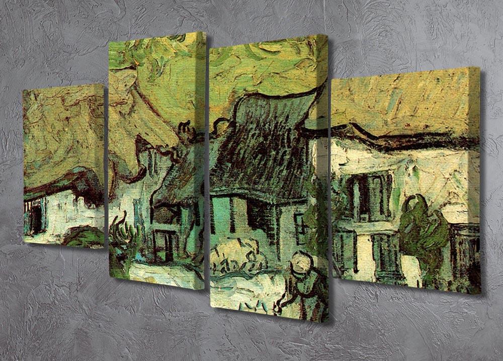 Thatched Cottages in Jorgus by Van Gogh 4 Split Panel Canvas - Canvas Art Rocks - 2