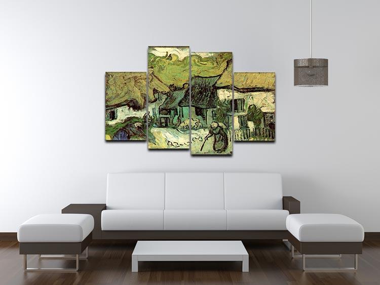 Thatched Cottages in Jorgus by Van Gogh 4 Split Panel Canvas - Canvas Art Rocks - 3