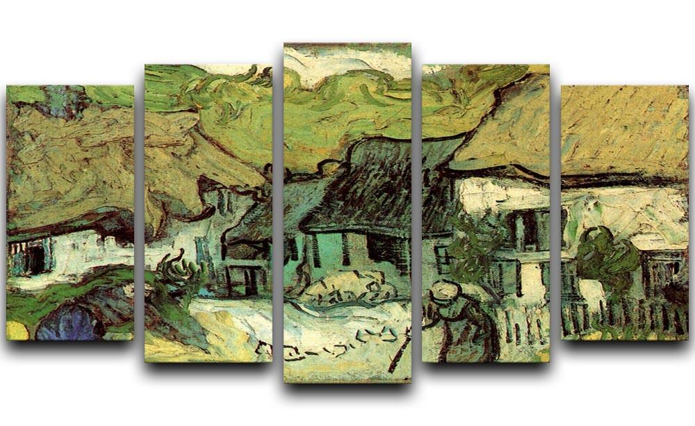 Thatched Cottages in Jorgus by Van Gogh 5 Split Panel Canvas  - Canvas Art Rocks - 1