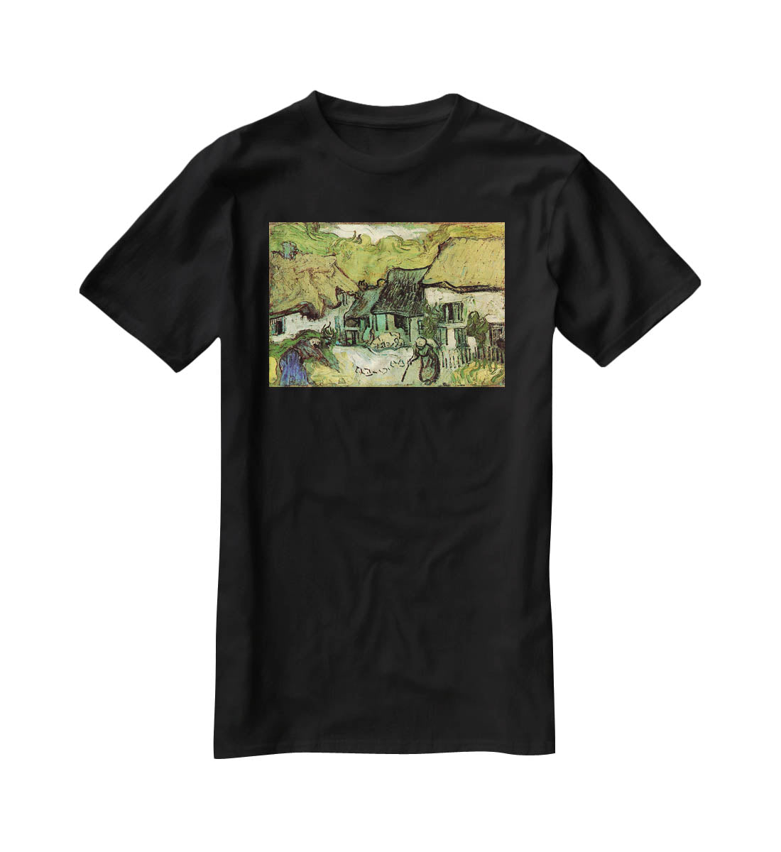 Thatched Cottages in Jorgus by Van Gogh T-Shirt - Canvas Art Rocks - 1