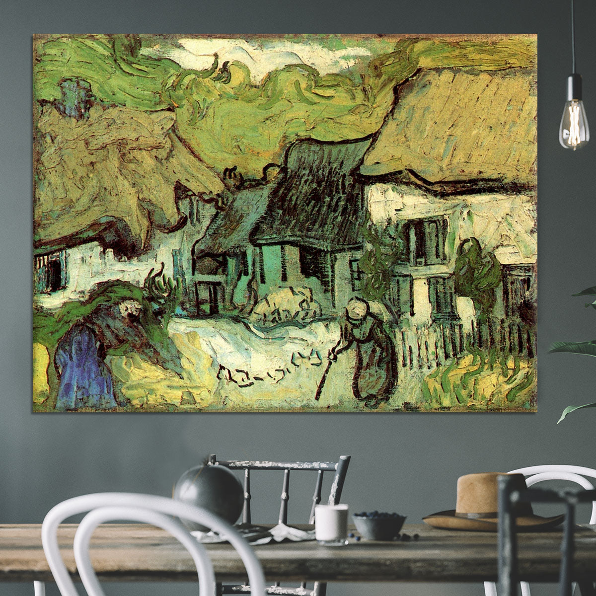 Thatched Cottages in Jorgus by Van Gogh Canvas Print or Poster - Canvas Art Rocks - 3