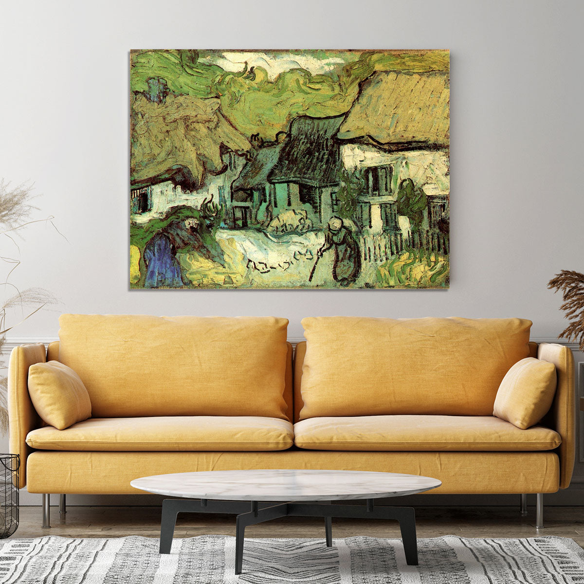 Thatched Cottages in Jorgus by Van Gogh Canvas Print or Poster - Canvas Art Rocks - 4