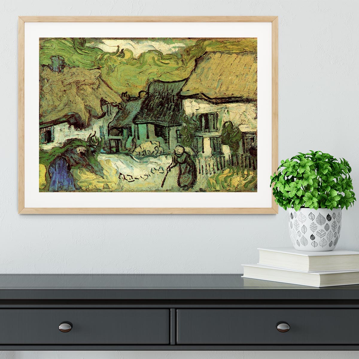 Thatched Cottages in Jorgus by Van Gogh Framed Print - Canvas Art Rocks - 3
