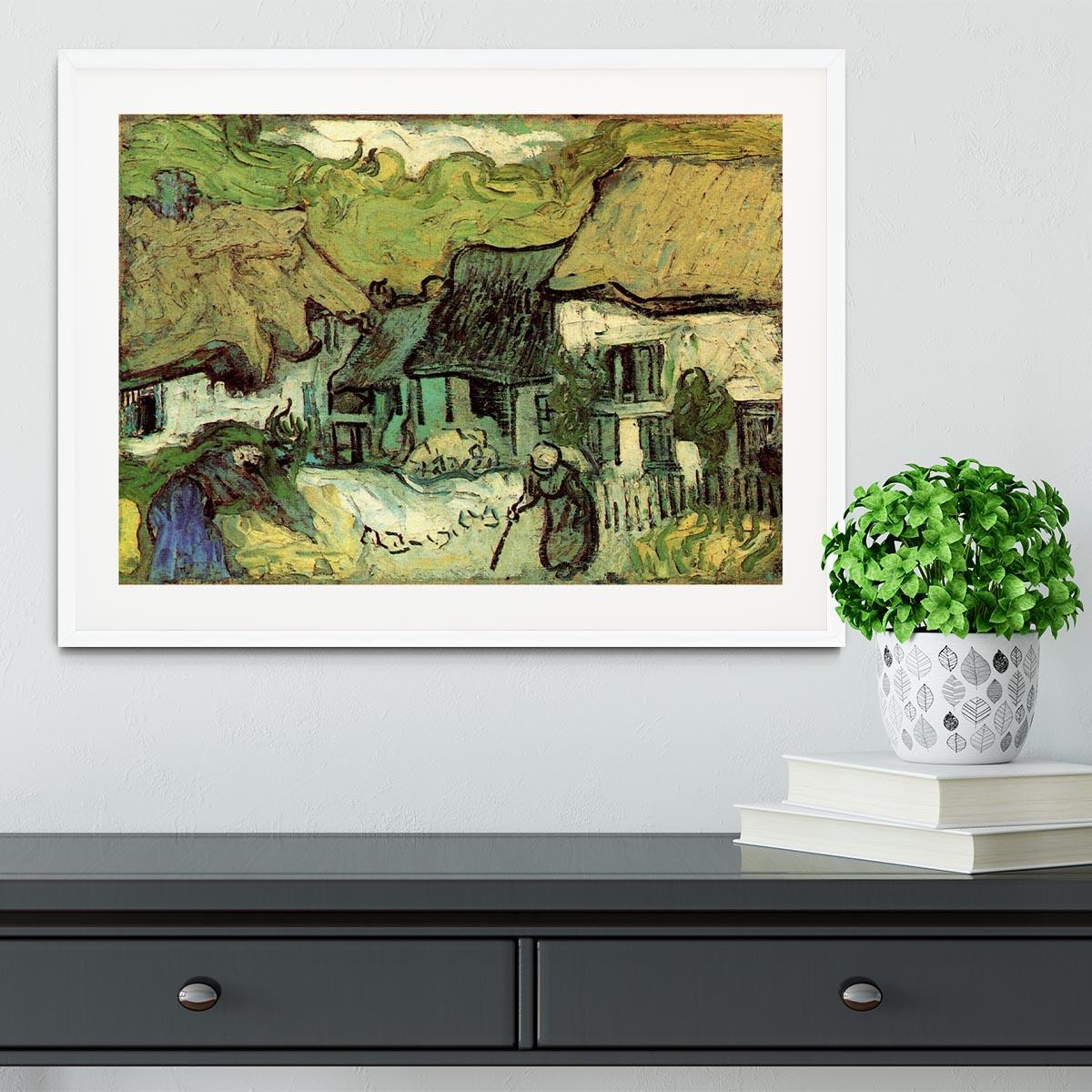 Thatched Cottages in Jorgus by Van Gogh Framed Print - Canvas Art Rocks - 5