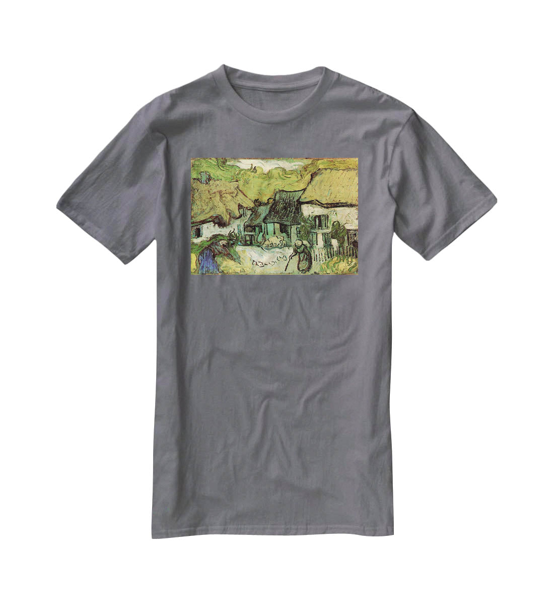 Thatched Cottages in Jorgus by Van Gogh T-Shirt - Canvas Art Rocks - 3