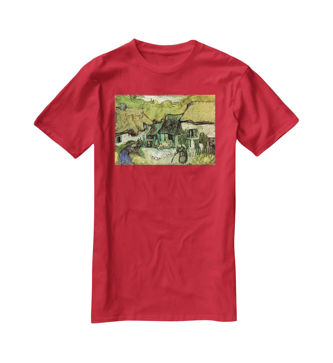 Thatched Cottages in Jorgus by Van Gogh T-Shirt - Canvas Art Rocks - 4
