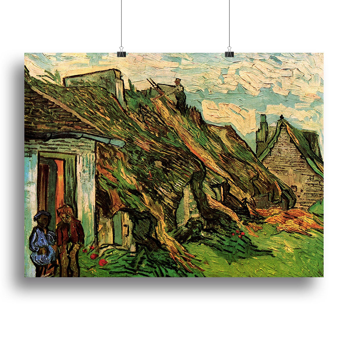 Thatched Sandstone Cottages in Chaponval by Van Gogh Canvas Print or Poster - Canvas Art Rocks - 2