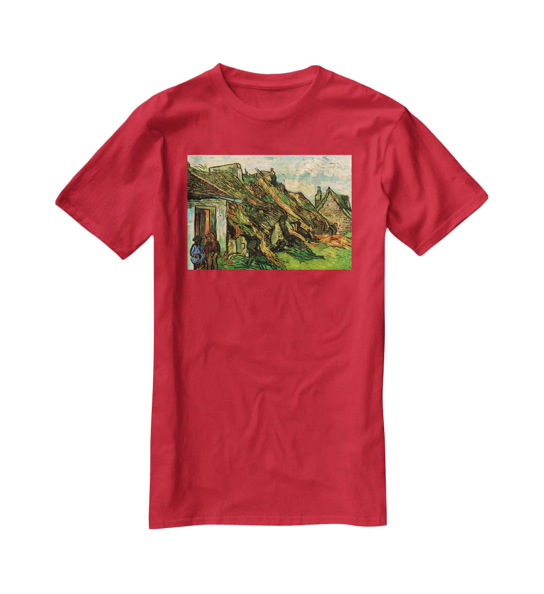 Thatched Sandstone Cottages in Chaponval by Van Gogh T-Shirt - Canvas Art Rocks - 4