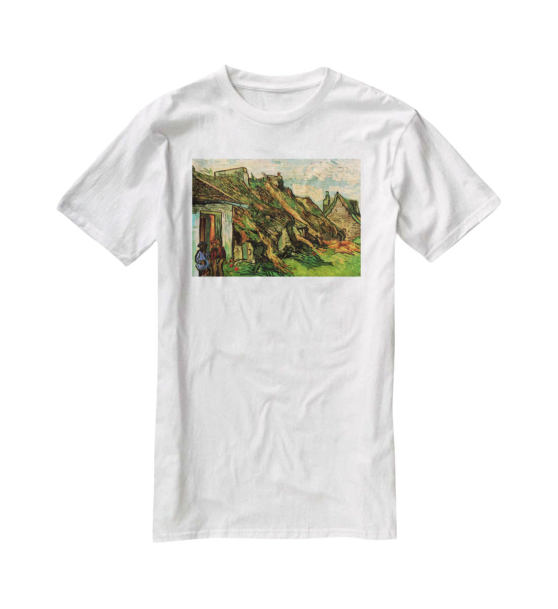 Thatched Sandstone Cottages in Chaponval by Van Gogh T-Shirt - Canvas Art Rocks - 5