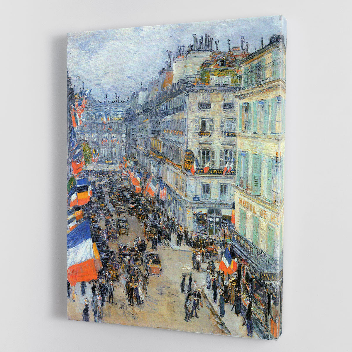 The 14th July Rue Daunou by Hassam Canvas Print or Poster - Canvas Art Rocks - 1