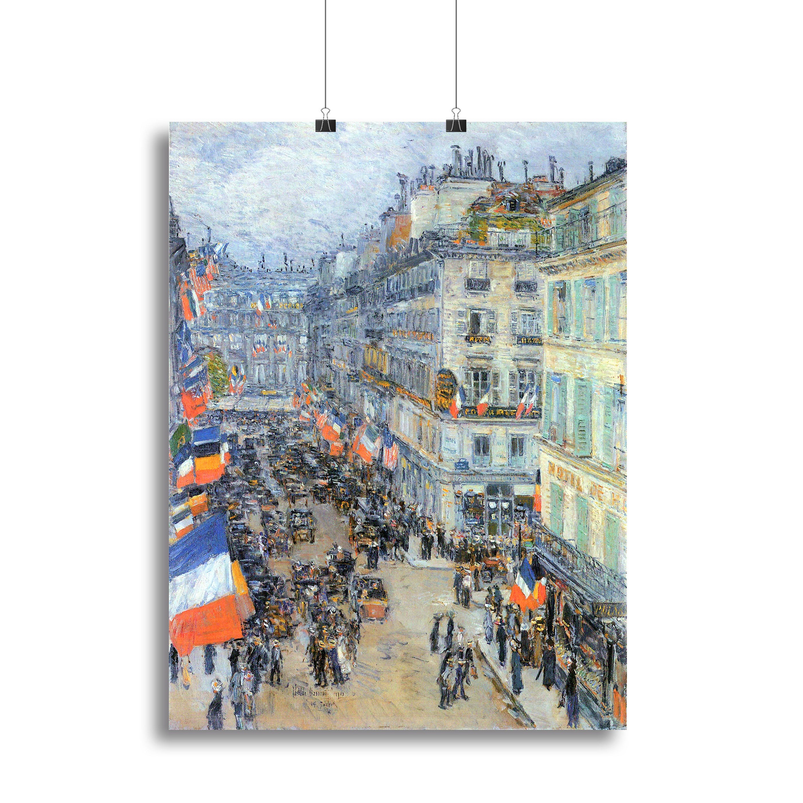 The 14th July Rue Daunou by Hassam Canvas Print or Poster - Canvas Art Rocks - 2
