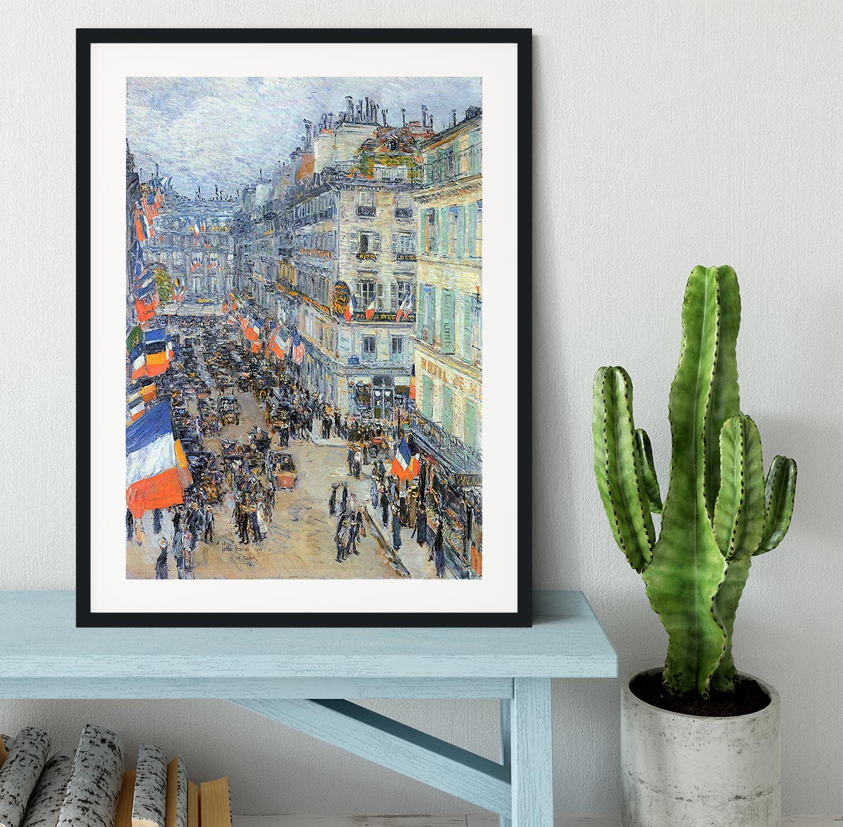 The 14th July Rue Daunou by Hassam Framed Print - Canvas Art Rocks - 1