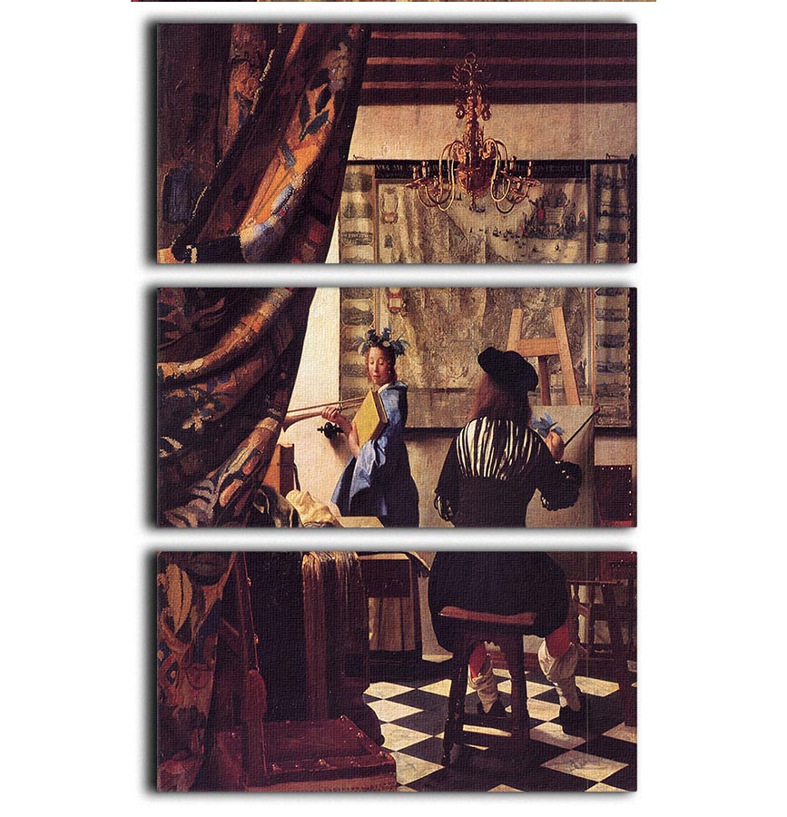 The Allegory of Painting by Vermeer 3 Split Panel Canvas Print - Canvas Art Rocks - 1