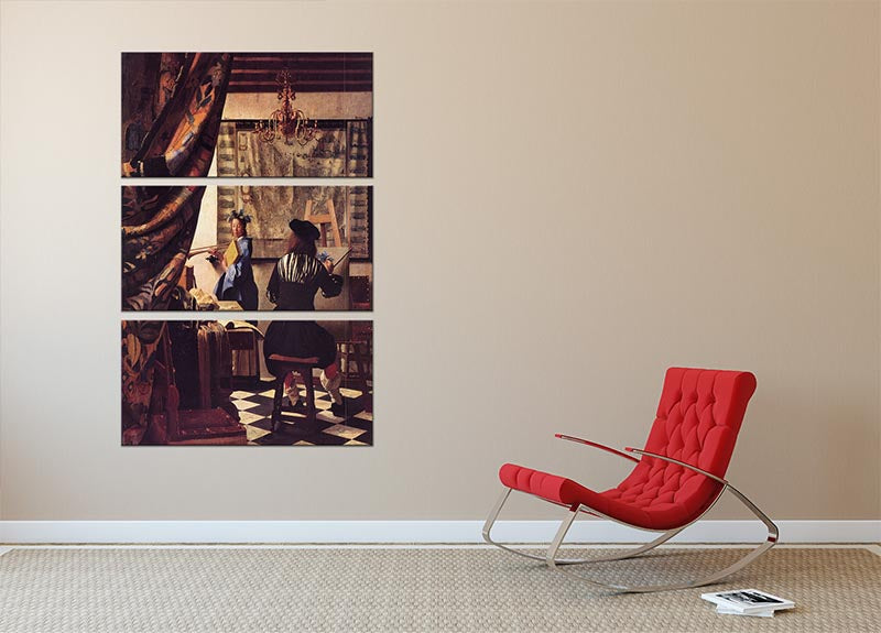 The Allegory of Painting by Vermeer 3 Split Panel Canvas Print - Canvas Art Rocks - 2