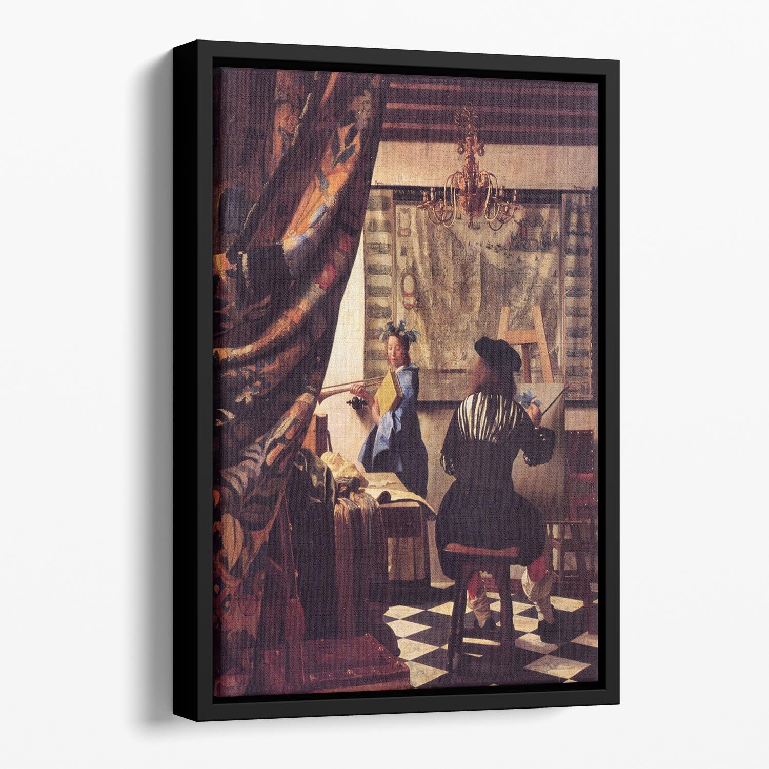 The Allegory of Painting by Vermeer Floating Framed Canvas