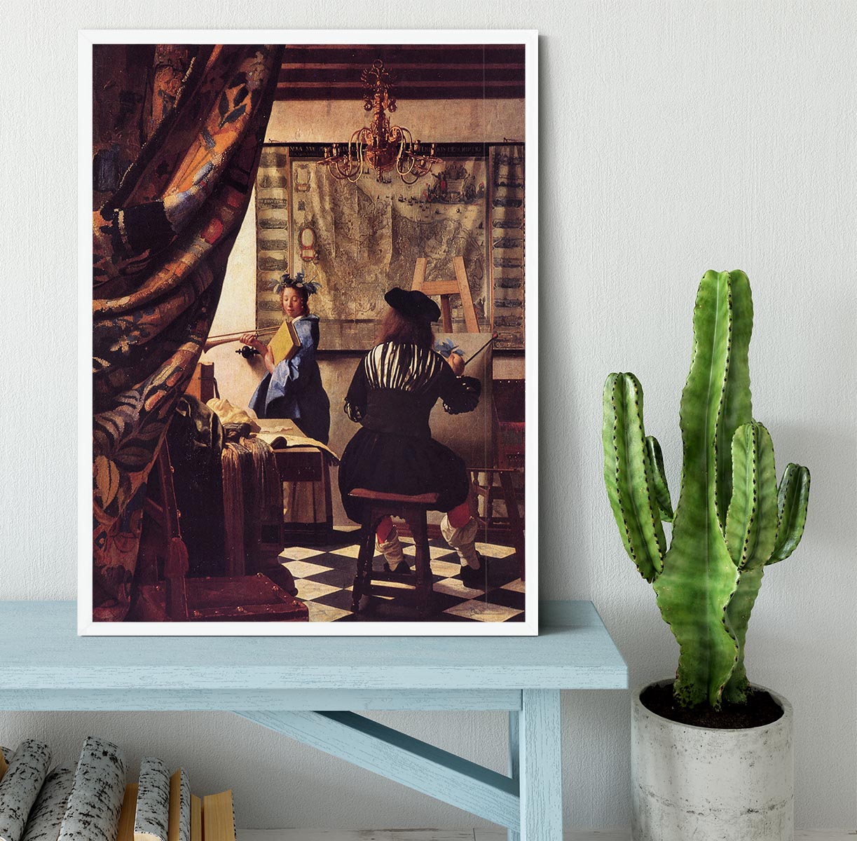 The Allegory of Painting by Vermeer Framed Print - Canvas Art Rocks -6
