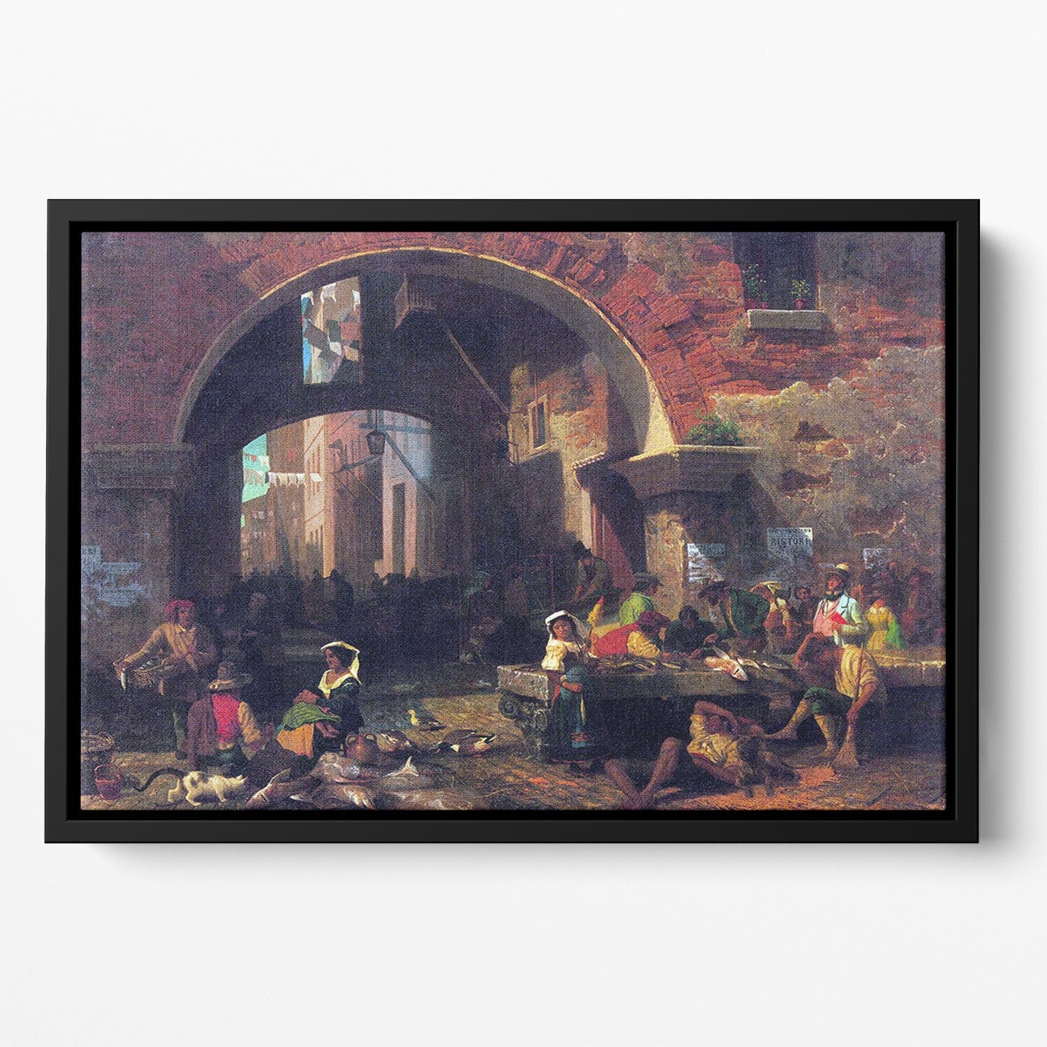The Arc of Octavius Roman Fish market by Bierstadt Floating Framed Canvas - Canvas Art Rocks - 2