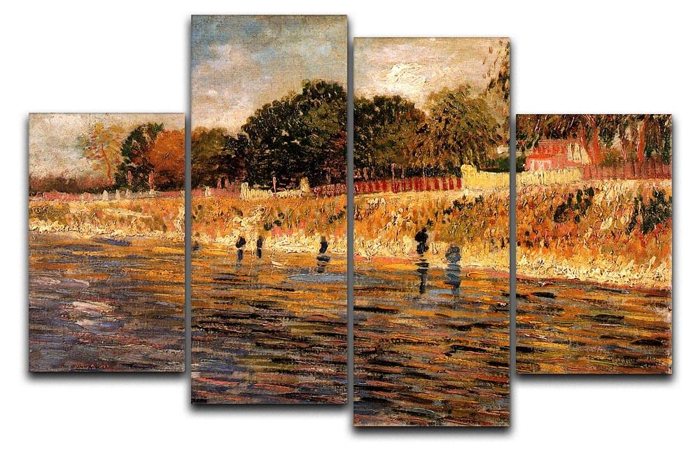 The Banks of the Seine by Van Gogh 4 Split Panel Canvas  - Canvas Art Rocks - 1