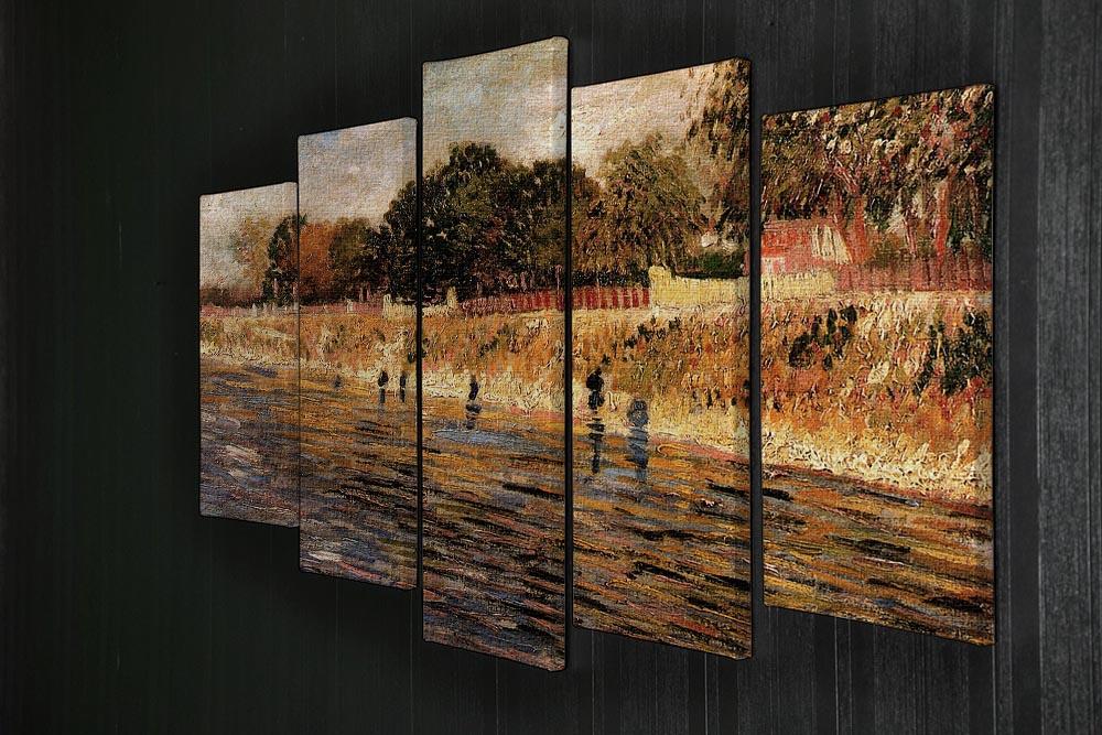 The Banks of the Seine by Van Gogh 5 Split Panel Canvas - Canvas Art Rocks - 2