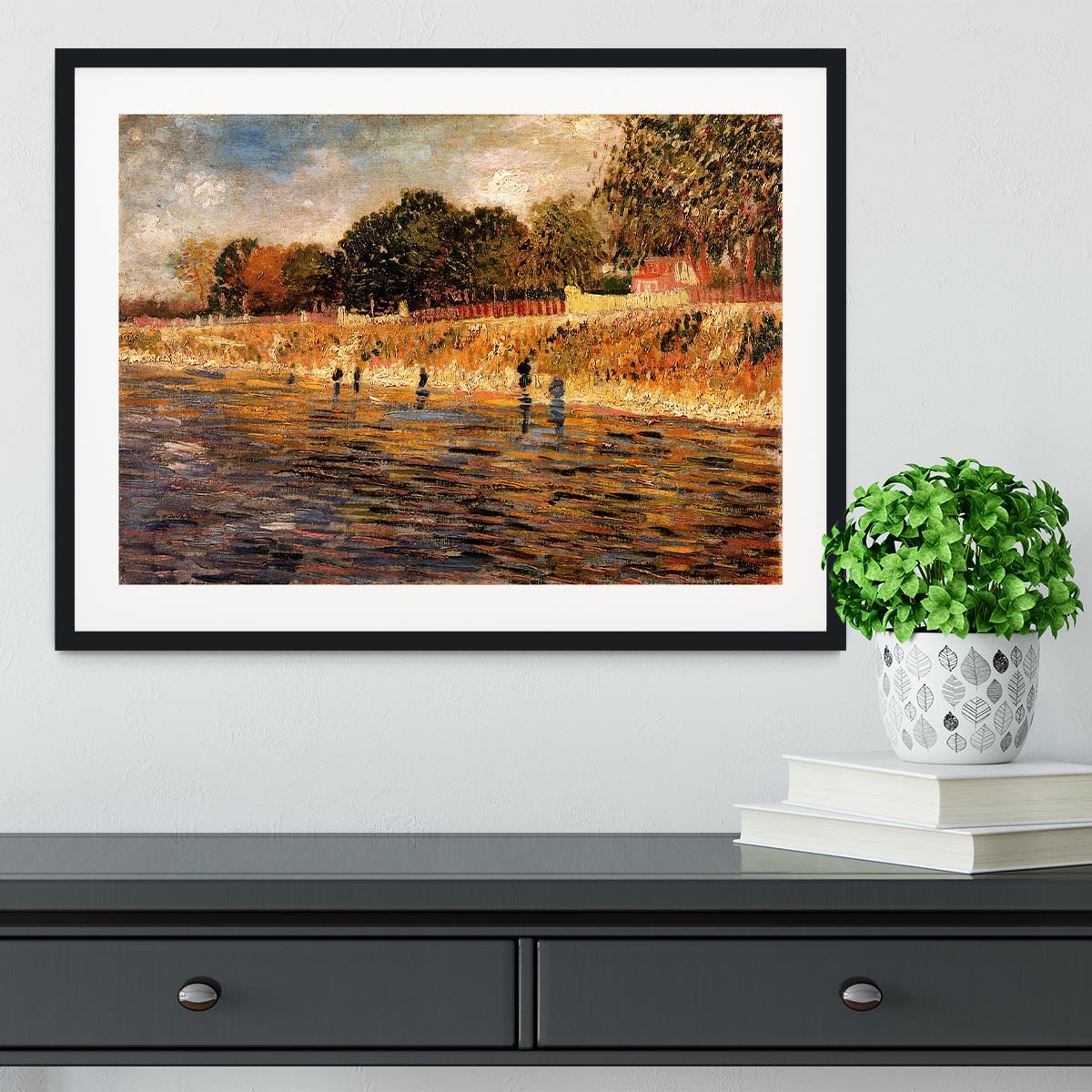 The Banks of the Seine by Van Gogh Framed Print - Canvas Art Rocks - 1