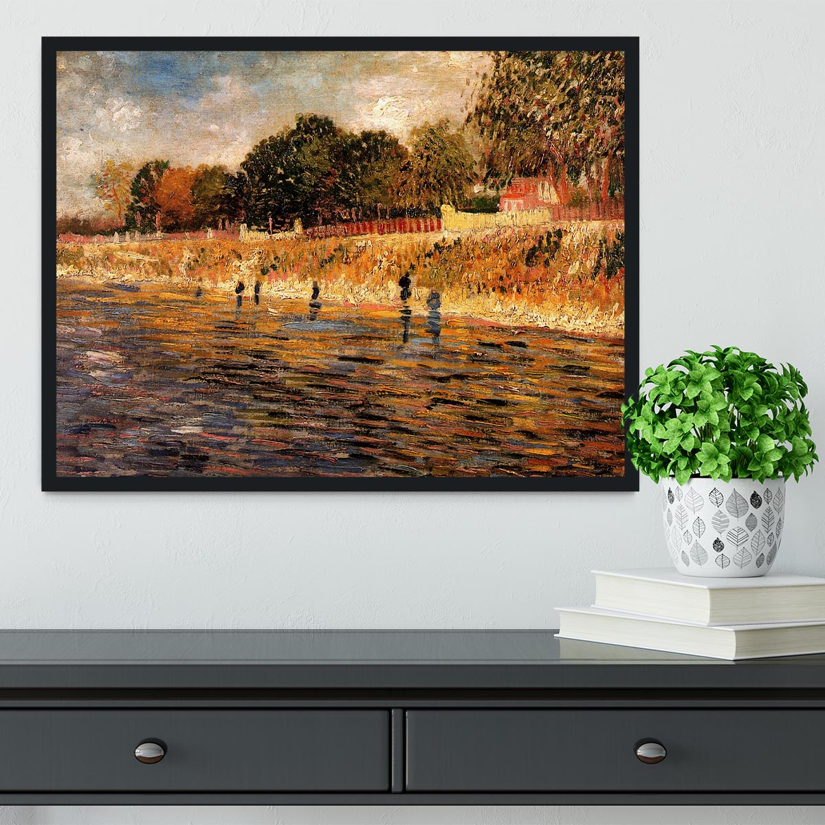 The Banks of the Seine by Van Gogh Framed Print - Canvas Art Rocks - 2