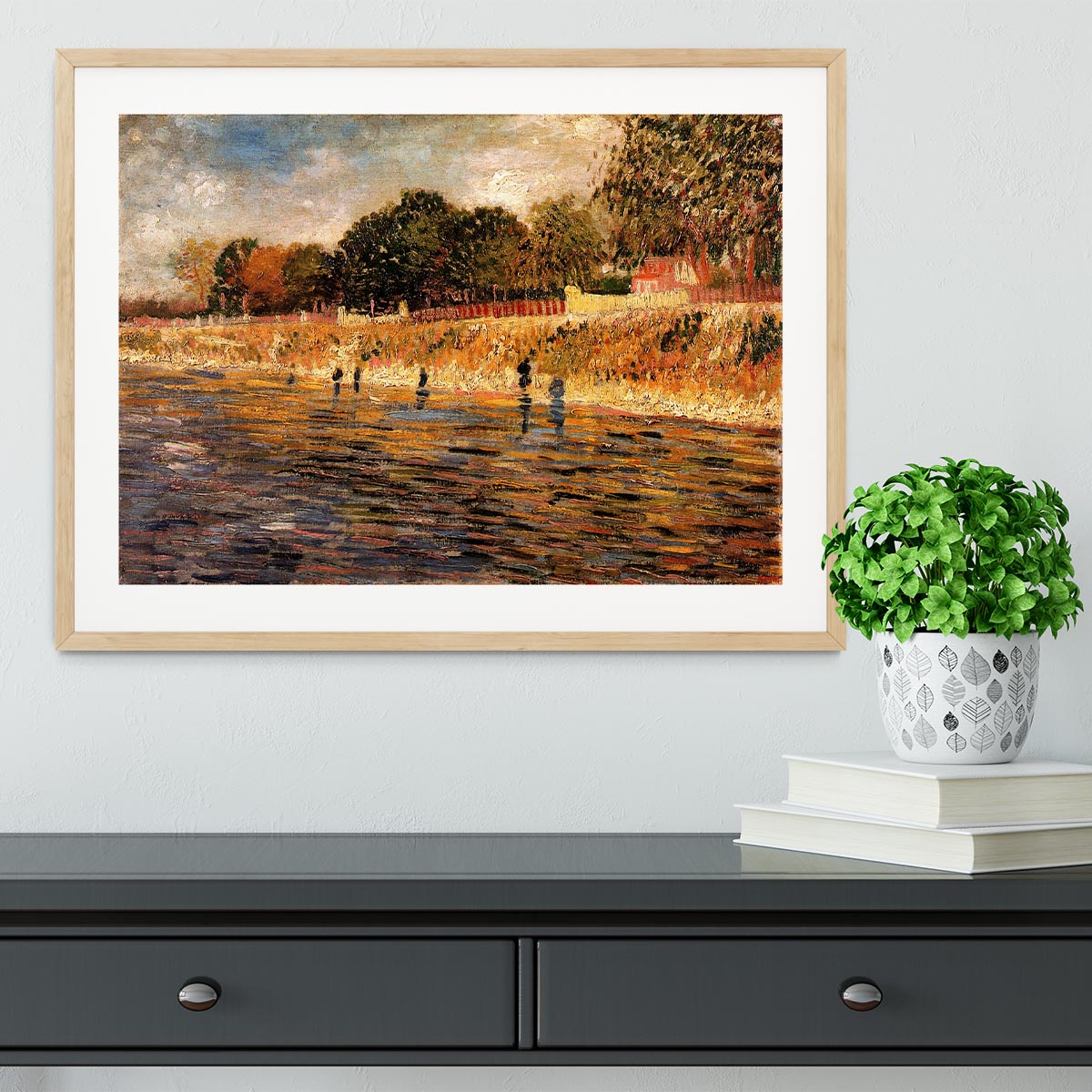 The Banks of the Seine by Van Gogh Framed Print - Canvas Art Rocks - 3
