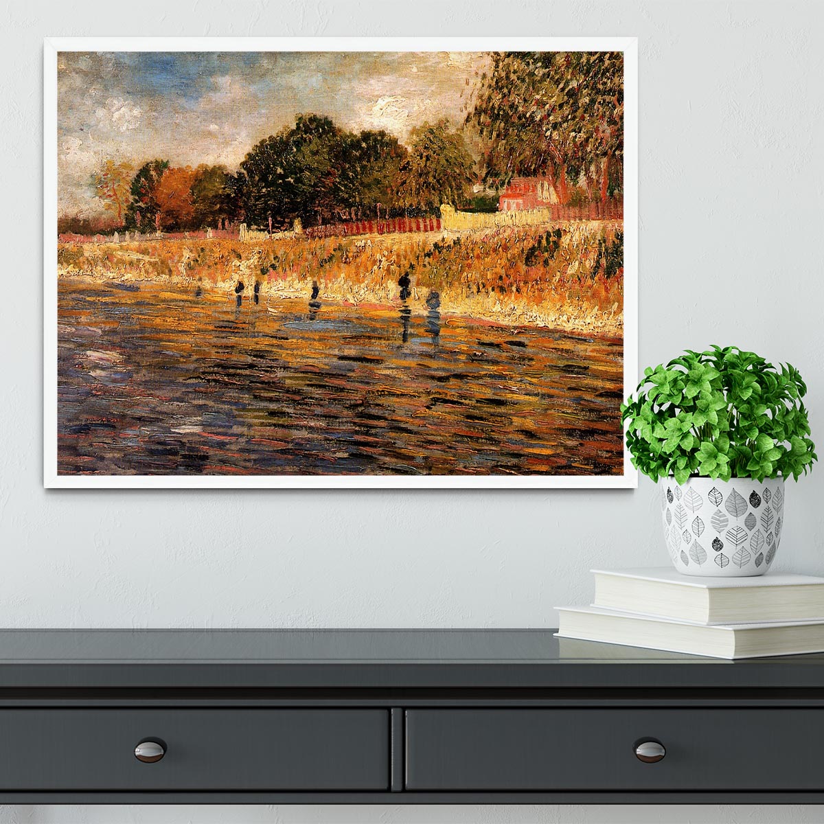 The Banks of the Seine by Van Gogh Framed Print - Canvas Art Rocks -6