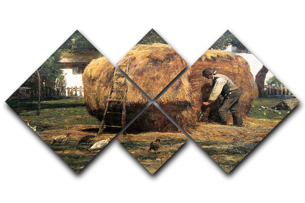 The Barnyard by Hassam 4 Square Multi Panel Canvas - Canvas Art Rocks - 1