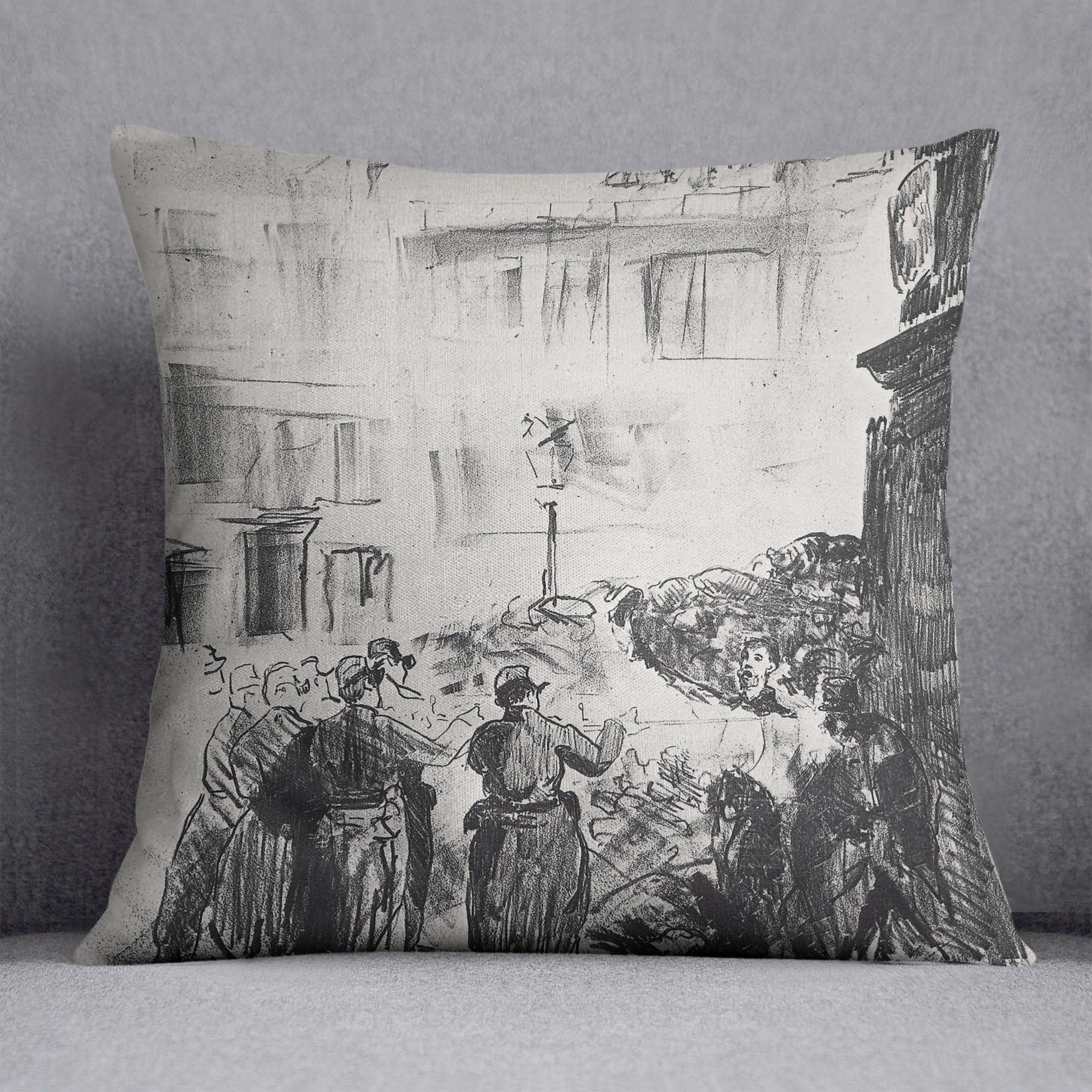 The Barricade by Manet Cushion