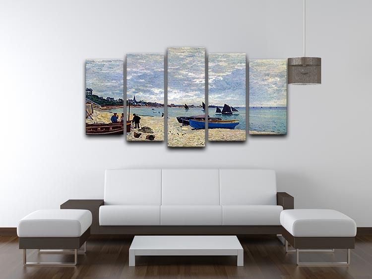 The Beach at Sainte Adresse 2 by Monet 5 Split Panel Canvas - Canvas Art Rocks - 3