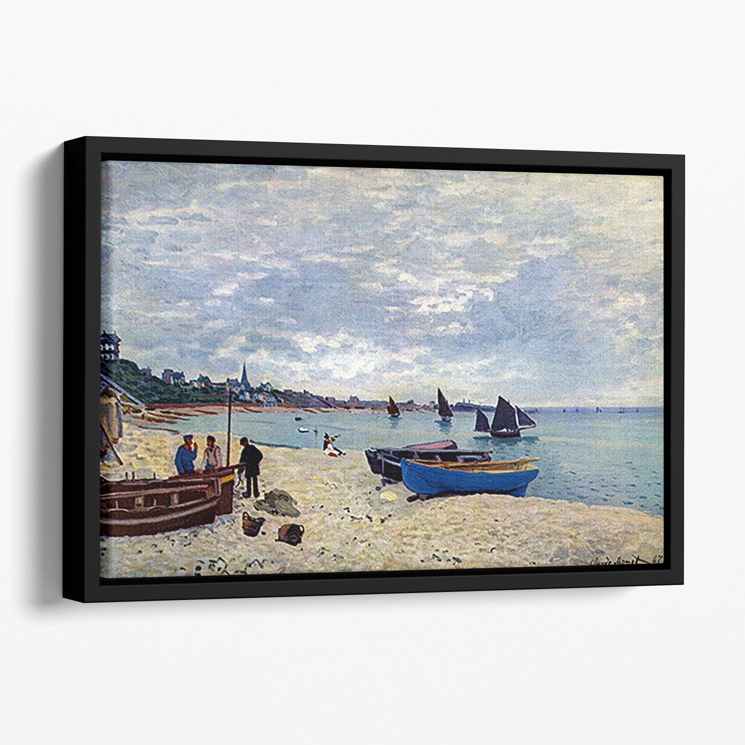 The Beach at Sainte Adresse 2 by Monet Floating Framed Canvas